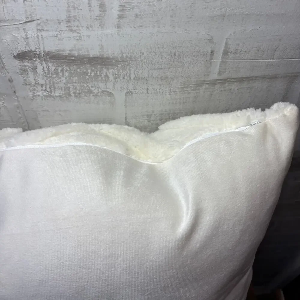 Plush White Geometric Throw Pillow
